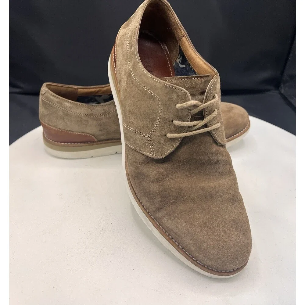Johnston & Murphy Men’s Tan Suede Lace-Up Derby Sheepskin 8M 20-9558